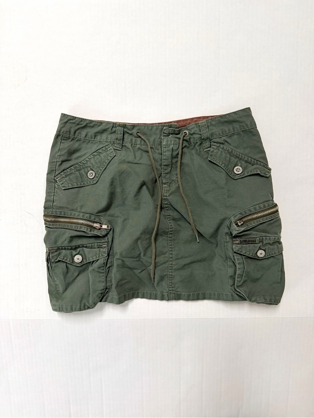 UNIONBAY Olive Green Cargo Low Rise Mini Skirt Utility Pocket Y2K XS/S